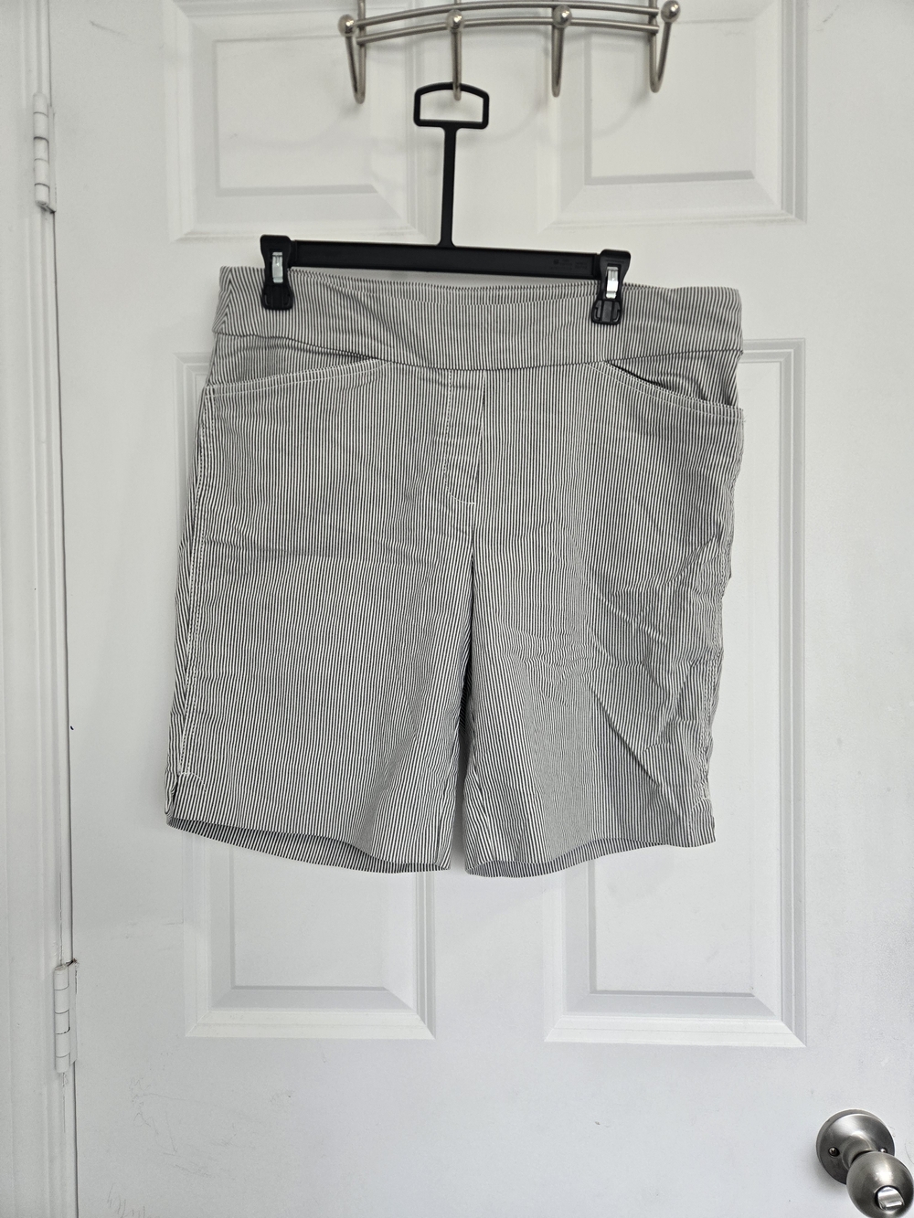 Hilary Radley Gray Pinstripe Bermuda Shorts